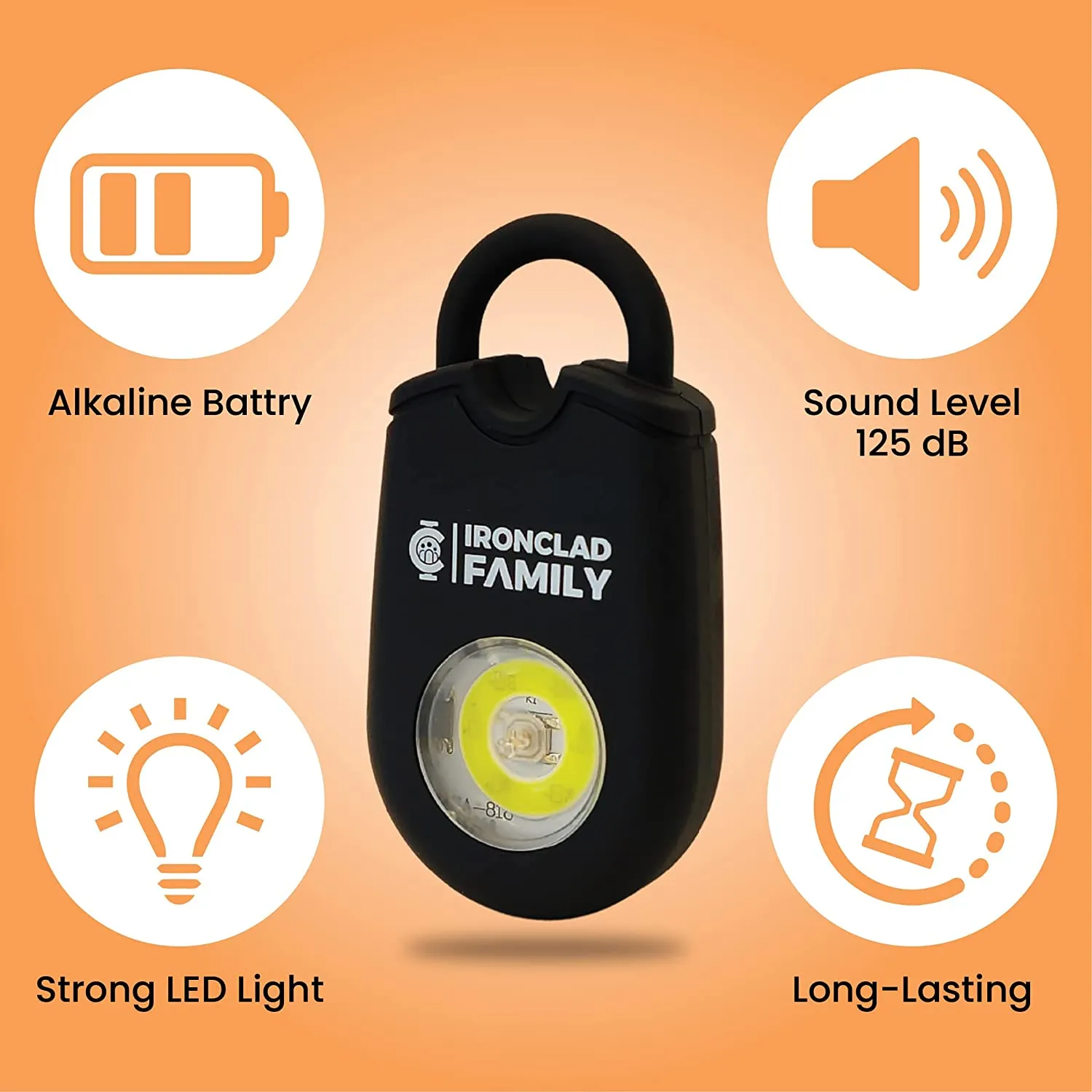 Personal Alarm for Self Defense with Flashing LED - 130dB - 50 Minutes Continuous Siren - Safety Alarm