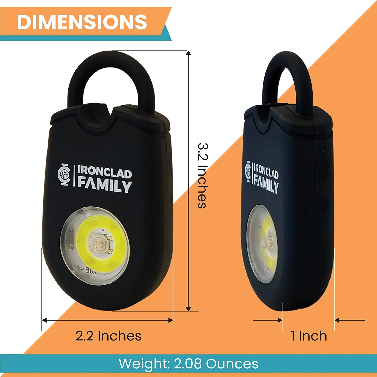 Personal Alarm for Self Defense with Flashing LED - 130dB - 50 Minutes Continuous Siren - Safety Alarm