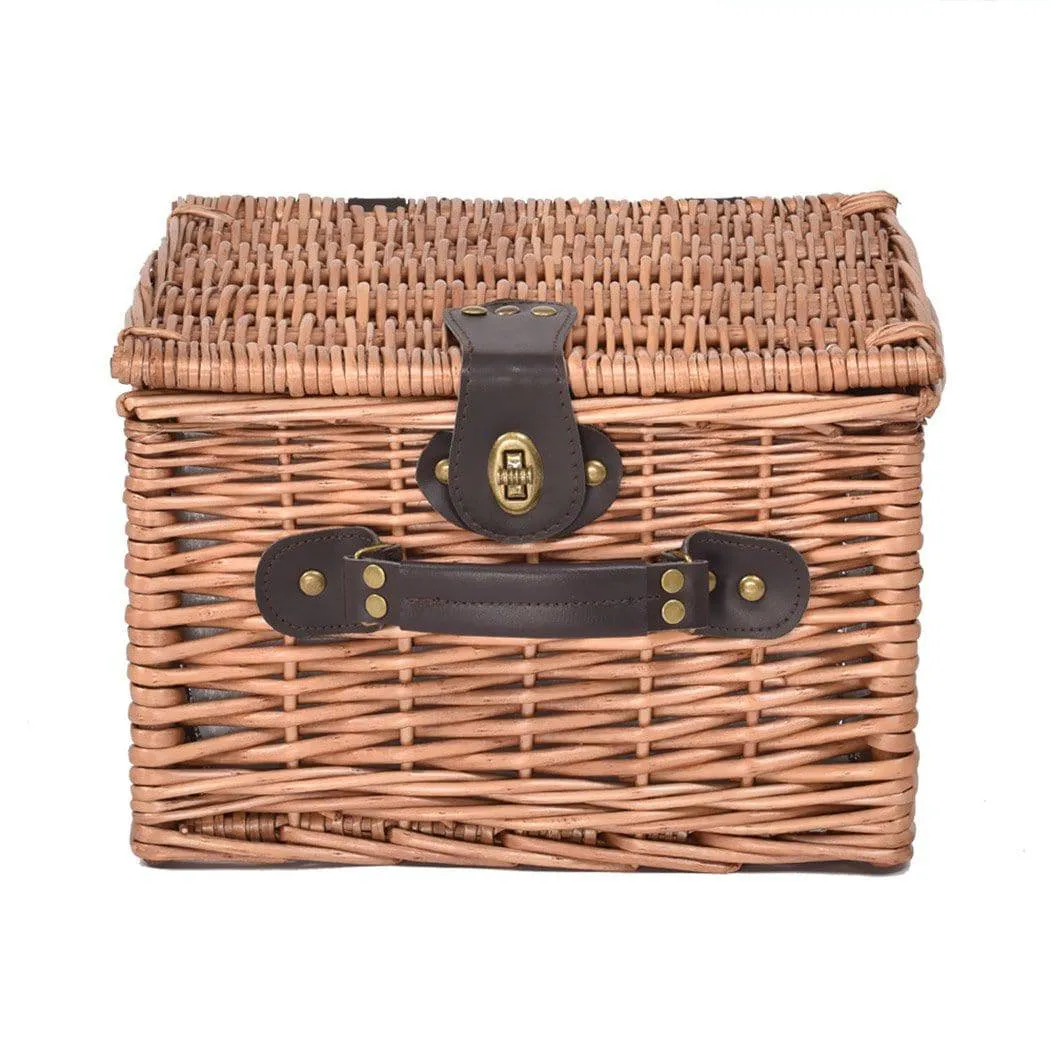 Picnic Basket 2 Person Wicker Baskets Set Insulated Outdoor Blanket Gift Storage