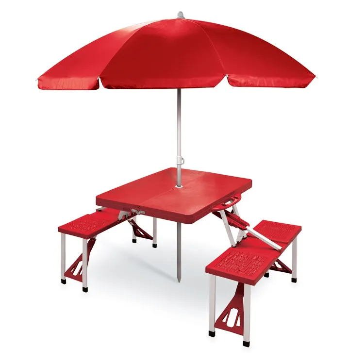 Picnic Table Portable Folding Table with Seats, Red