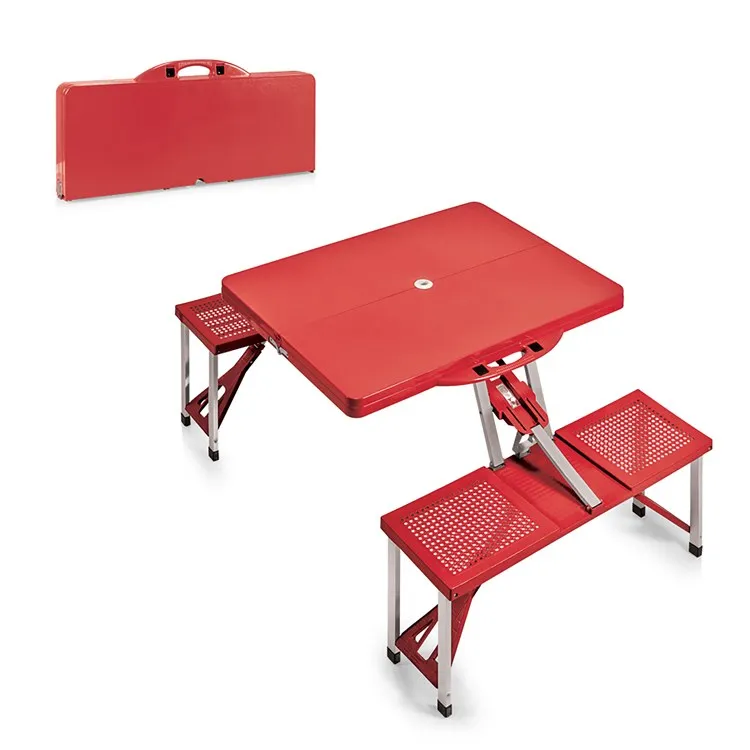 Picnic Table Portable Folding Table with Seats, Red