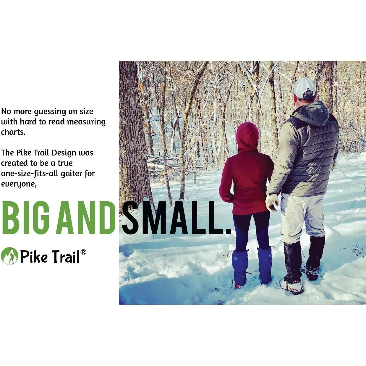 Pike Trail Leg Gaiters – Waterproof and Adjustable Snow Boot Gaiters for Hiking, Walking, Hunting, Mountain Climbing and Snowshoeing