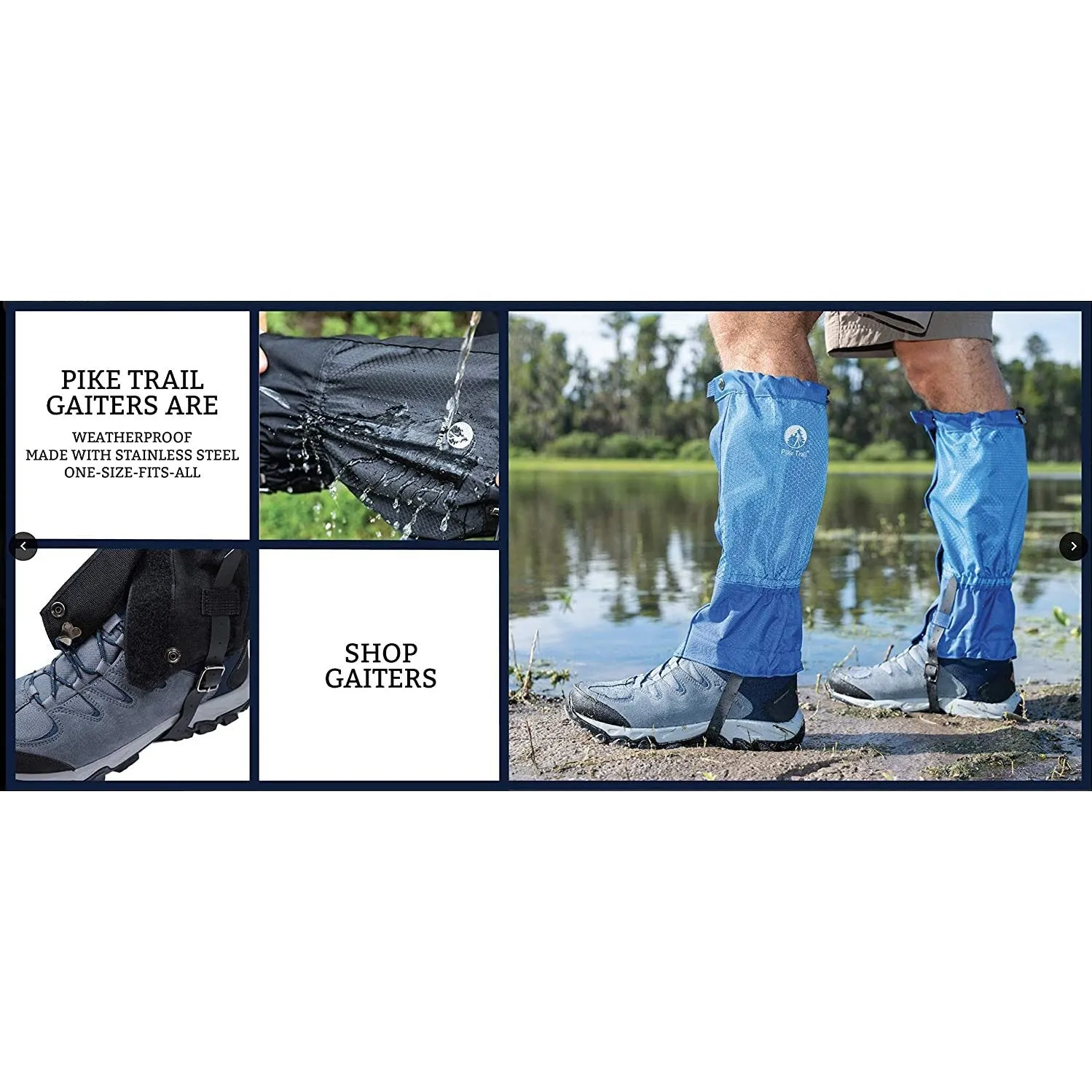 Pike Trail Leg Gaiters – Waterproof and Adjustable Snow Boot Gaiters for Hiking, Walking, Hunting, Mountain Climbing and Snowshoeing