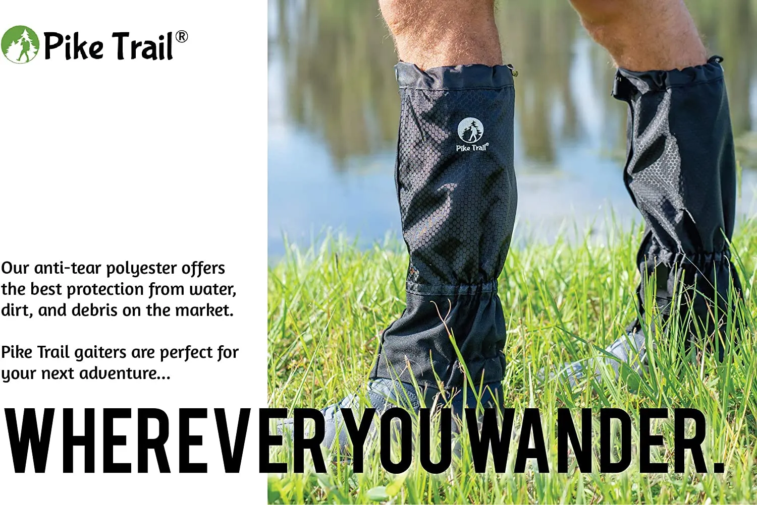 Pike Trail Leg Gaiters – Waterproof and Adjustable Snow Boot Gaiters for Hiking, Walking, Hunting, Mountain Climbing and Snowshoeing