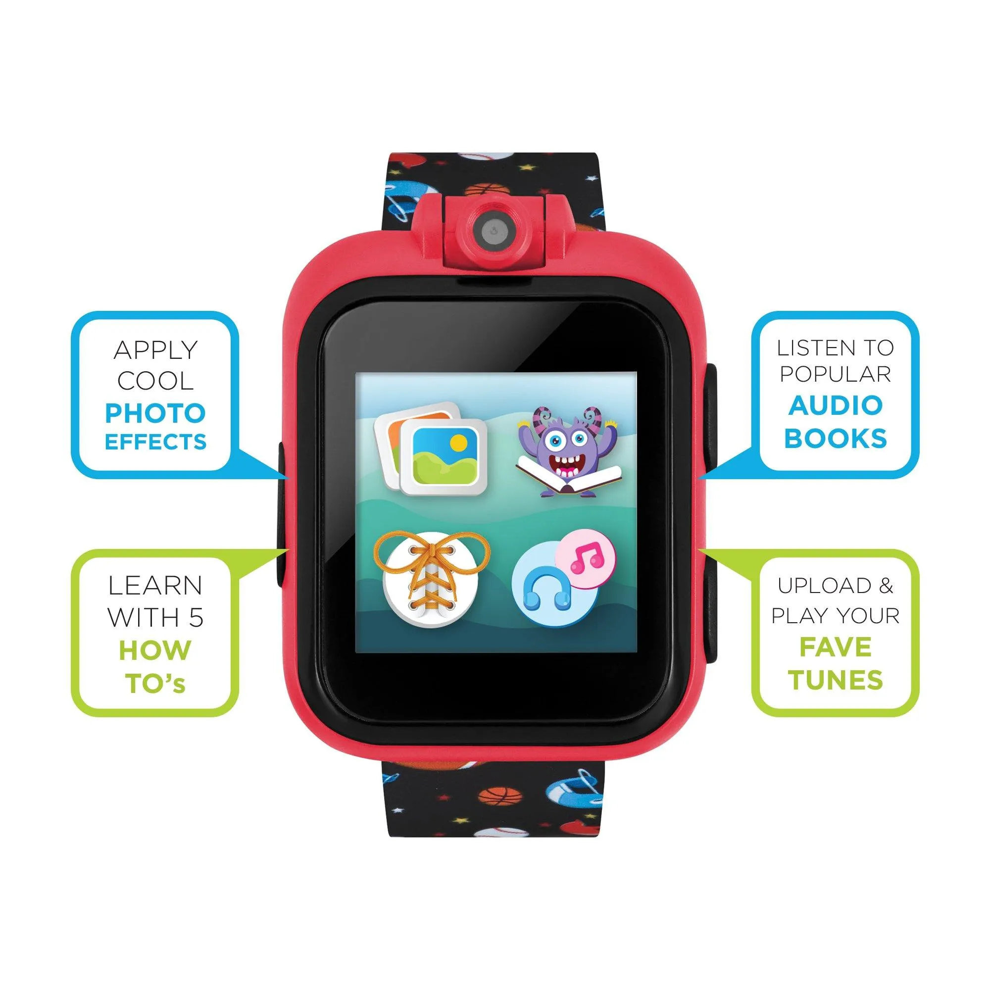 PlayZoom 2 Kids Smartwatch: Black Sports Print