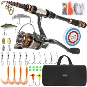 PLUSINNO Eagle Hunting V Fishing Rod and Reel Combos with Carrier case