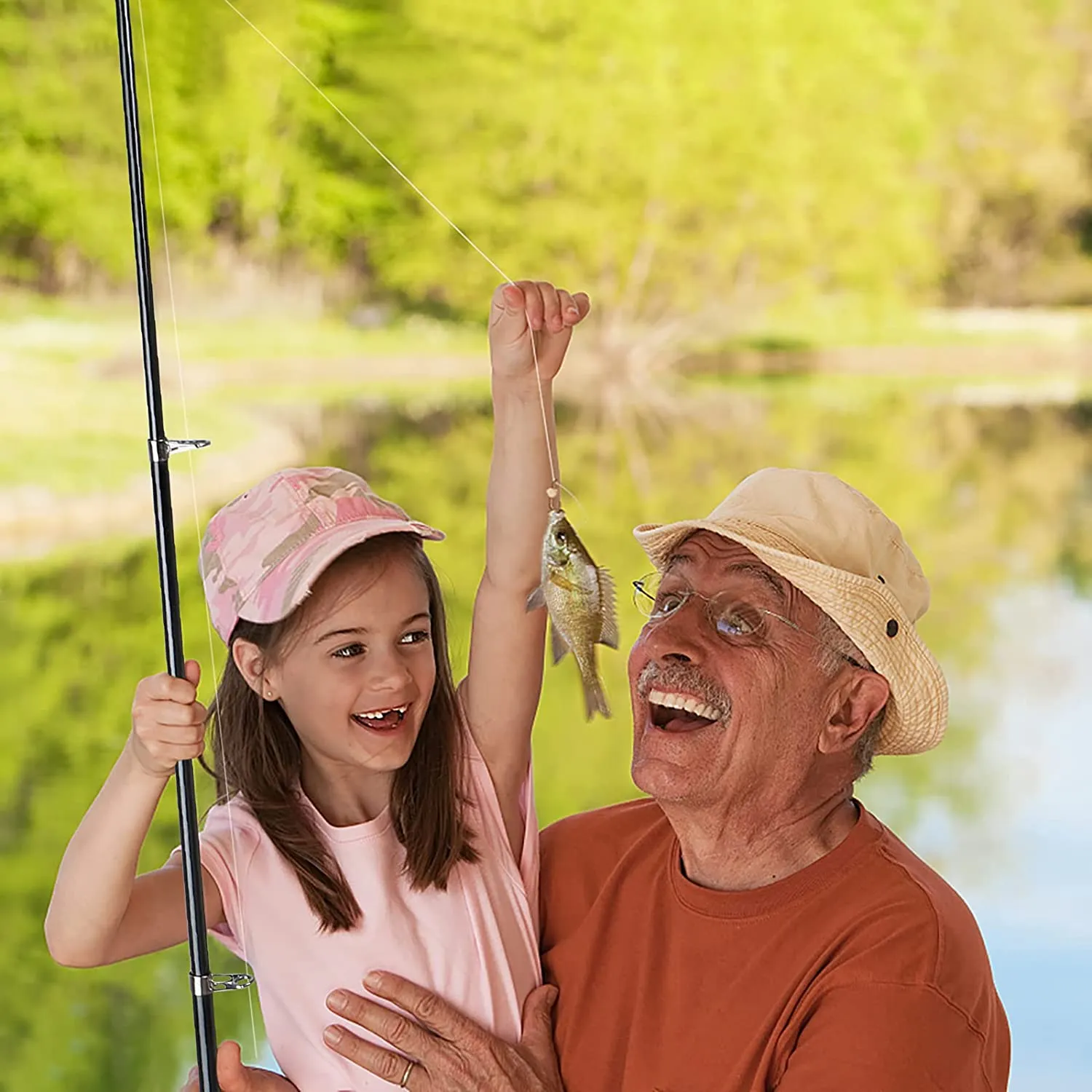 PLUSINNO Kids Fishing Pole with Spincast Reel Telescopic Fishing Rod Combo Full Kits for Boys, Girls, and Adults