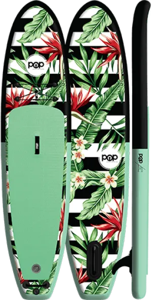 POP Board Co 10'6" Royal Hawaiian Stand Up Paddle Board Inflatable SUP - Mint/Black