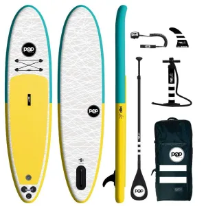 POP Board Co 11' Pop Up Stand Up Paddle Board Inflatable SUP - Yellow/Turquoise