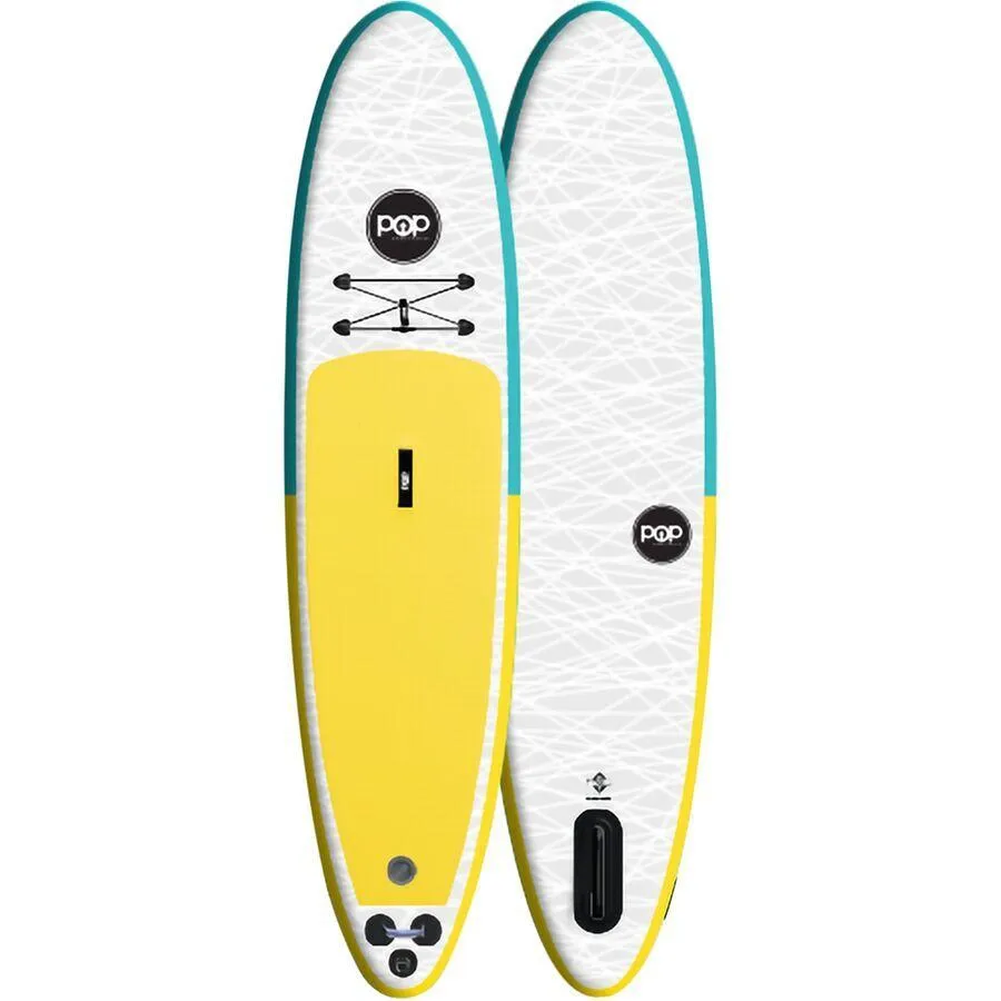 POP Board Co 11' Pop Up Stand Up Paddle Board Inflatable SUP - Yellow/Turquoise