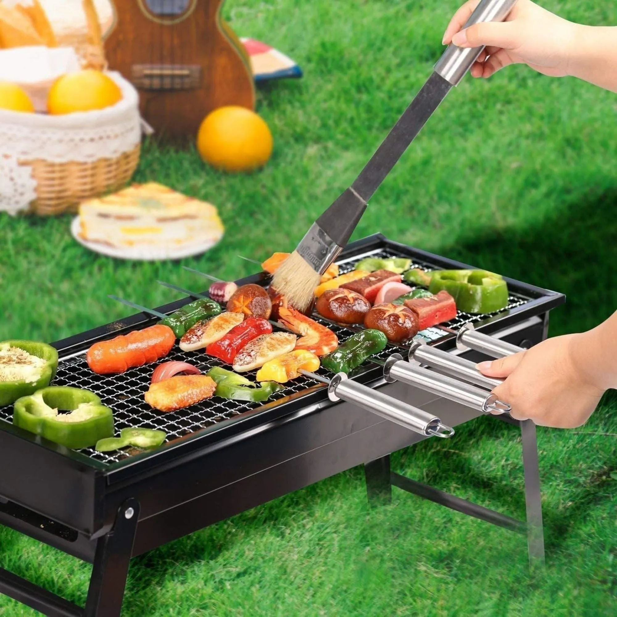 Portable Foldable Charcoal BBQ Grill – Lightweight Outdoor Stove for Camping & Picnics