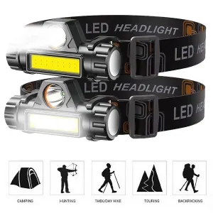 Portable Magnetic Headlamp USB Rechargeable, Detachable Flashlight, Red & White Light Modes, Essential for Outdoor Camping