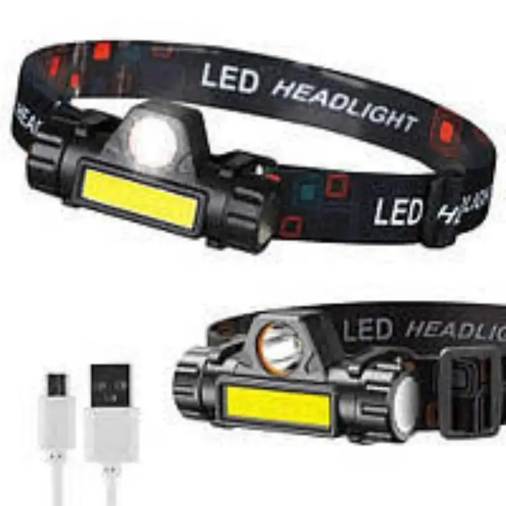Portable Mini Powerful LED Headlamp USB Rechargeable COBRechargeable Head Torch Built-in Battery Waterproof Camping Fishing