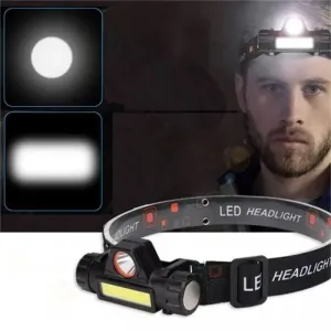 Portable Mini Powerful LED Headlamp USB Rechargeable COBRechargeable Head Torch Built-in Battery Waterproof Camping Fishing