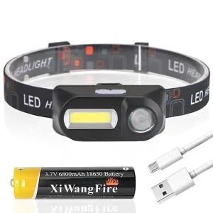 Portable Mini XPE COB Headlamp Use 18650 Battery USB Rechargeable Headlight Outdoor Camping Fishing LED Head Flashlight
