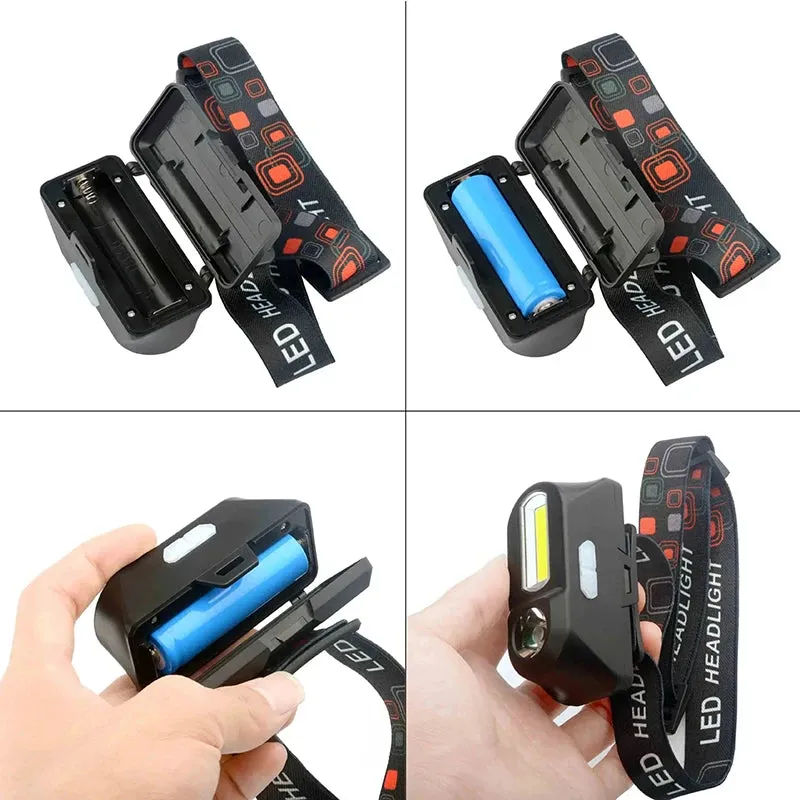 Portable Mini XPE COB Headlamp Use 18650 Battery USB Rechargeable Headlight Outdoor Camping Fishing LED Head Flashlight