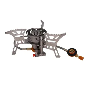 Portable Outdoor Stove Foldable Camping Gas Stove Windproof Cooking Picnic Split Burners with Gas Conversion Head Gas Adapter