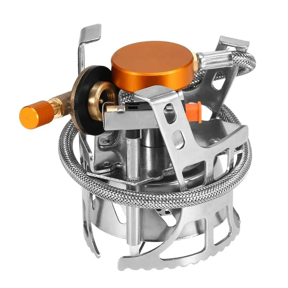 Portable Outdoor Stove Foldable Camping Gas Stove Windproof Cooking Picnic Split Burners with Gas Conversion Head Gas Adapter