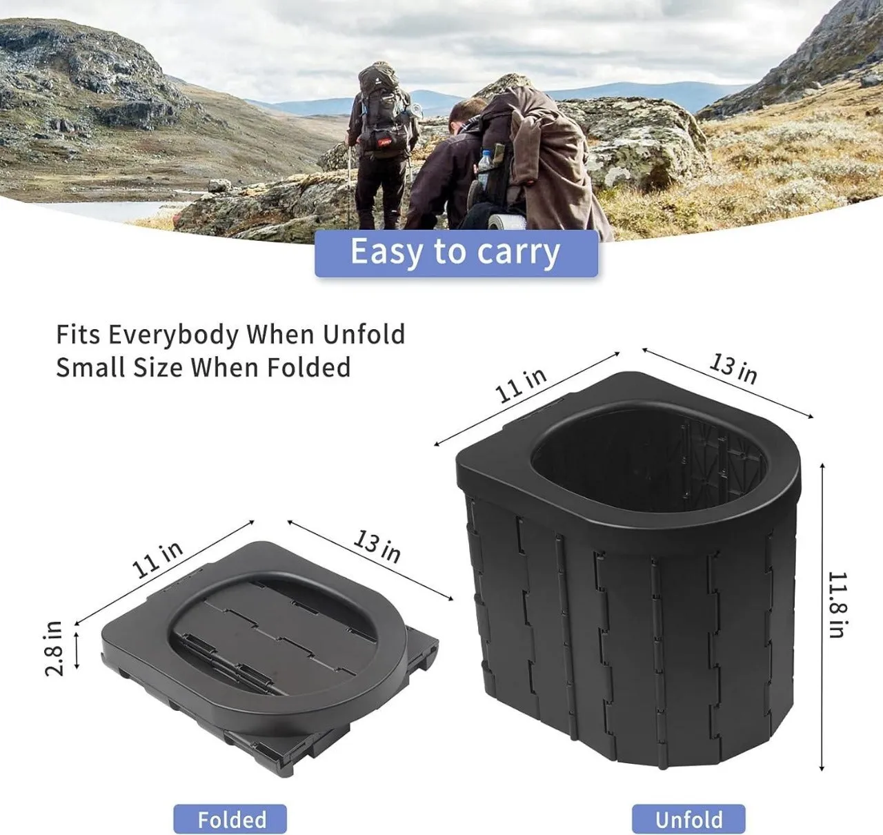 Portable Toilet Camping Toilet Portable & Hiking Outdoor Wind Shield for Stove Combo Pack