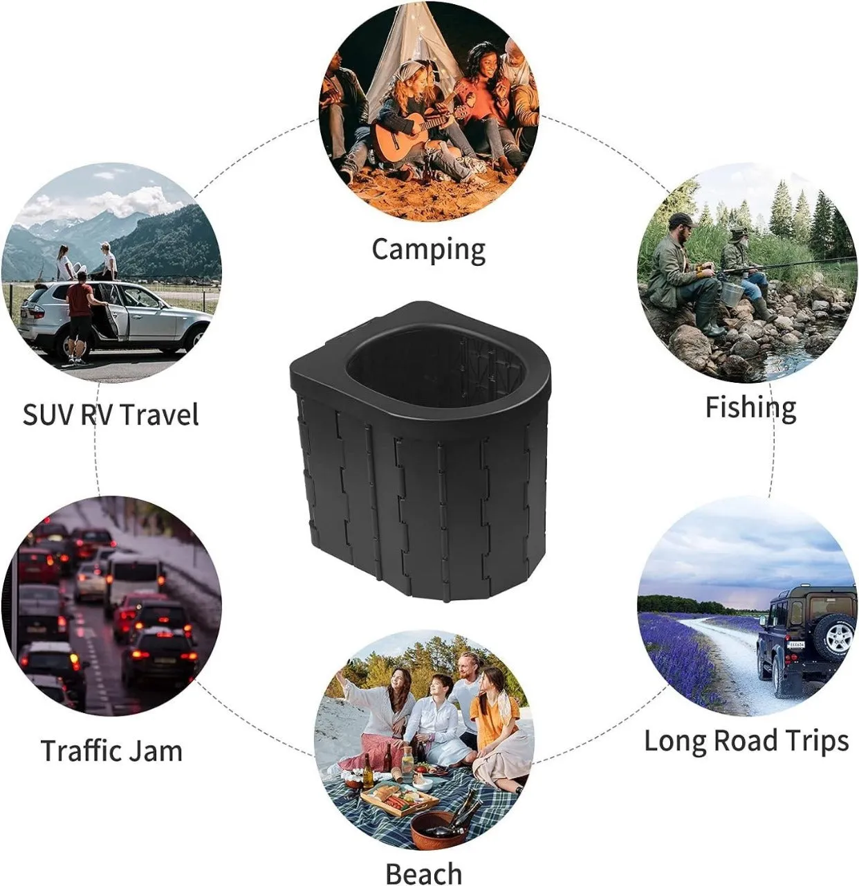 Portable Toilet Camping Toilet Portable & Hiking Outdoor Wind Shield for Stove Combo Pack
