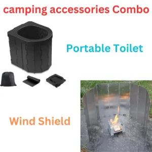 Portable Toilet Camping Toilet Portable & Hiking Outdoor Wind Shield for Stove Combo Pack