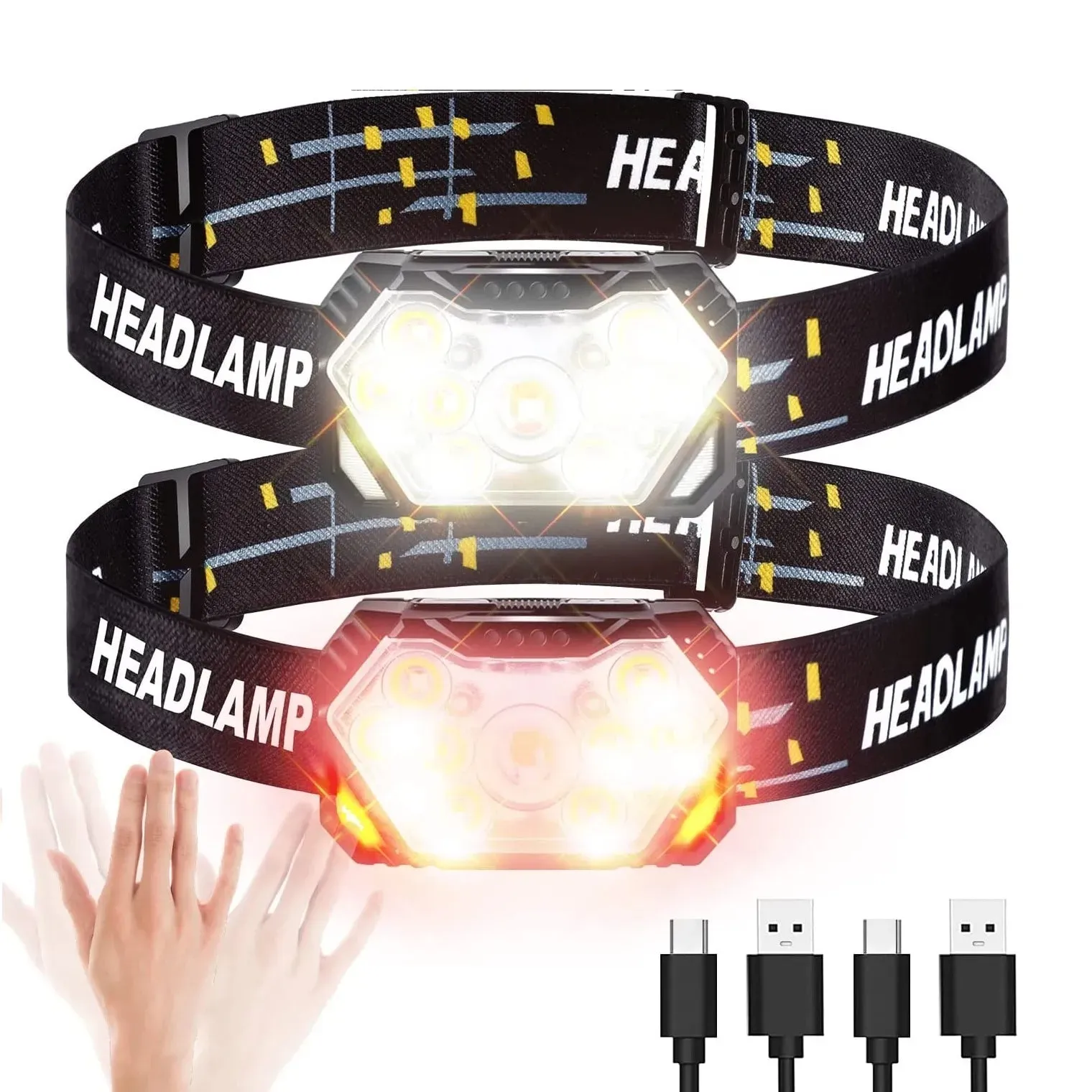 Portable USB Rechargeable Motion Sensor Headlamp with 9 LEDs