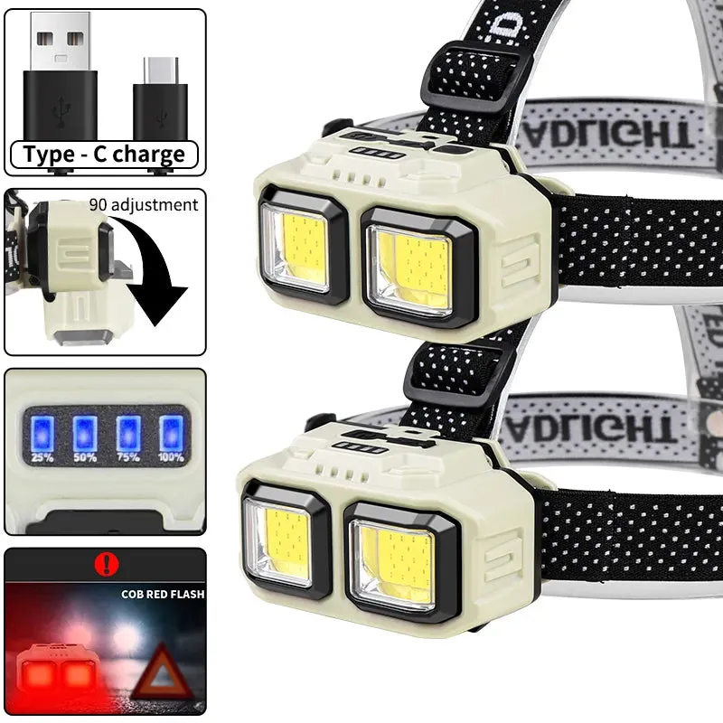 Powerful  LED HeadlampTorch USB Rechargeable Flashlight Headlight Waterproof Head Light Camping Fishing Mining Light Lamp Torch