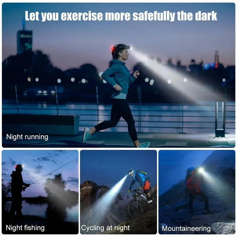 Powerful LED Induction Headlamp USB/DC Rechargeable Headlight Aluminium Alloy Outdoor Waterproof Head Lamp High Lumen Head Torch
