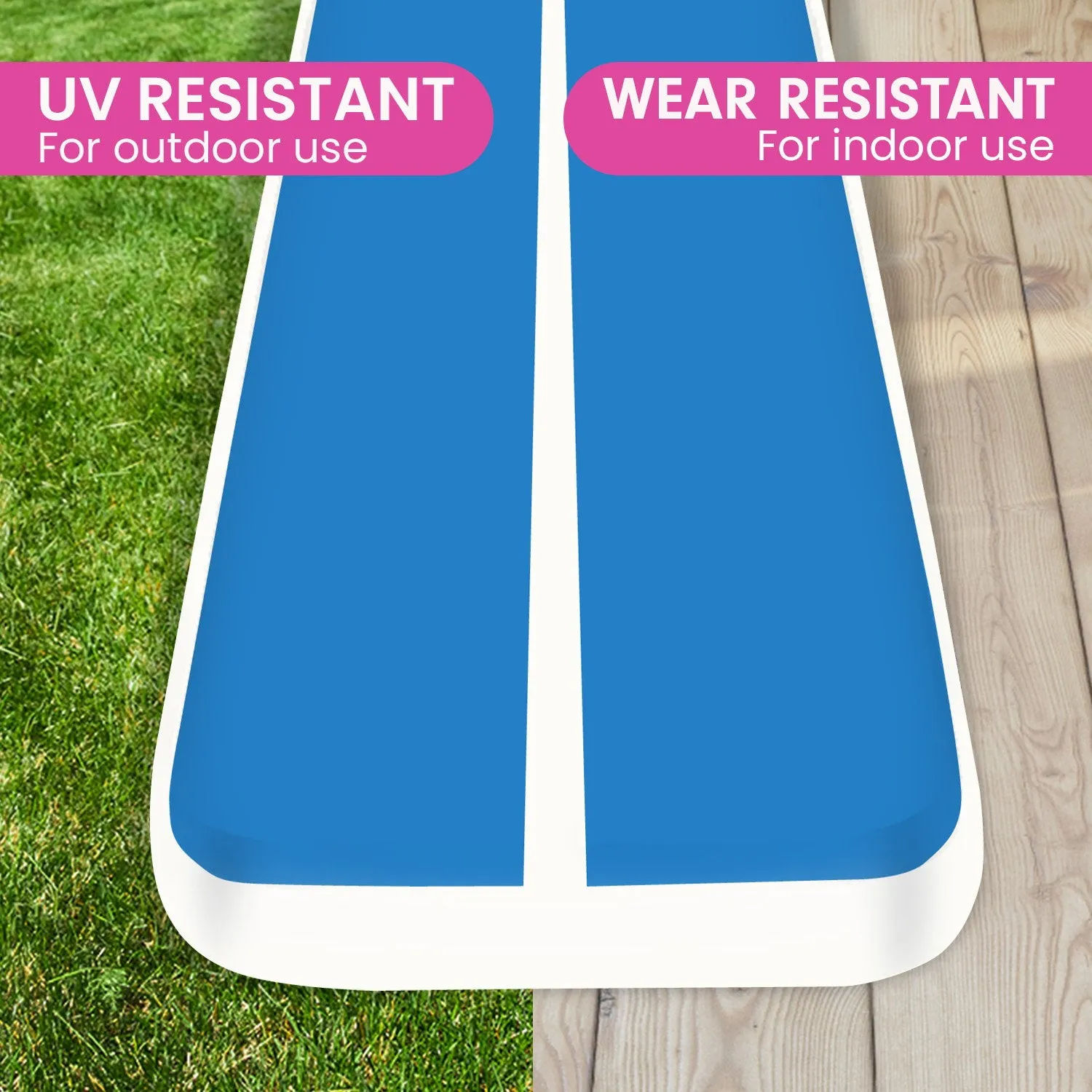 Powertrain 3m x 1m Air Track Inflatable Gymnastics Mat (Blue/White)