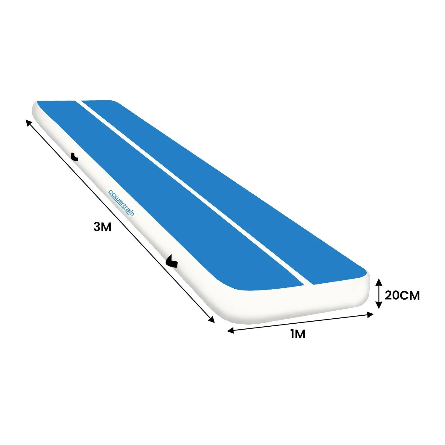 Powertrain 3m x 1m Air Track Inflatable Gymnastics Mat (Blue/White)