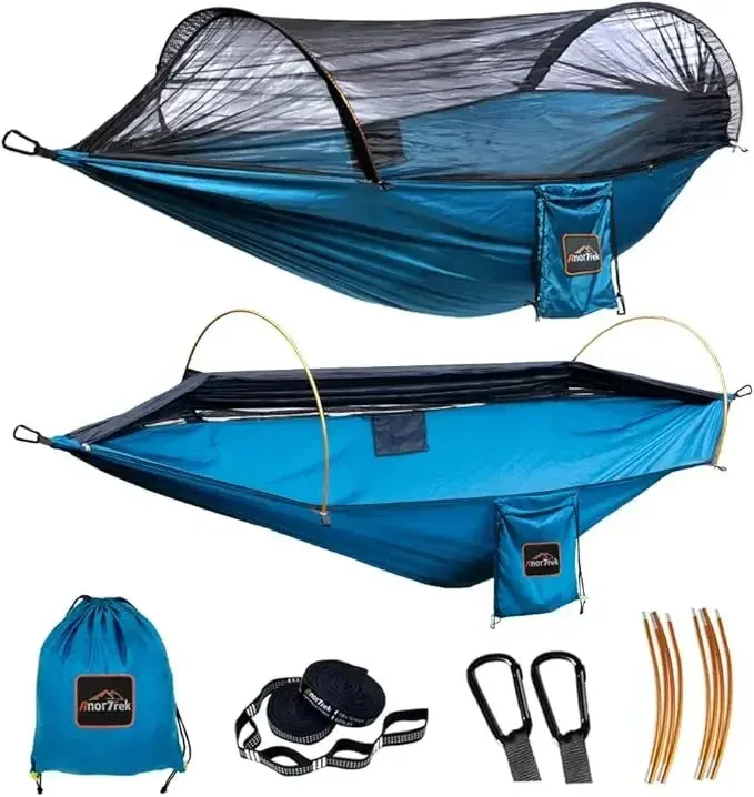 Professional Camping Hammock with Mosquito Net, Lightweight Portable Double Hammock with Two 10 FT Hammock Tree Straps, 230T Nyl