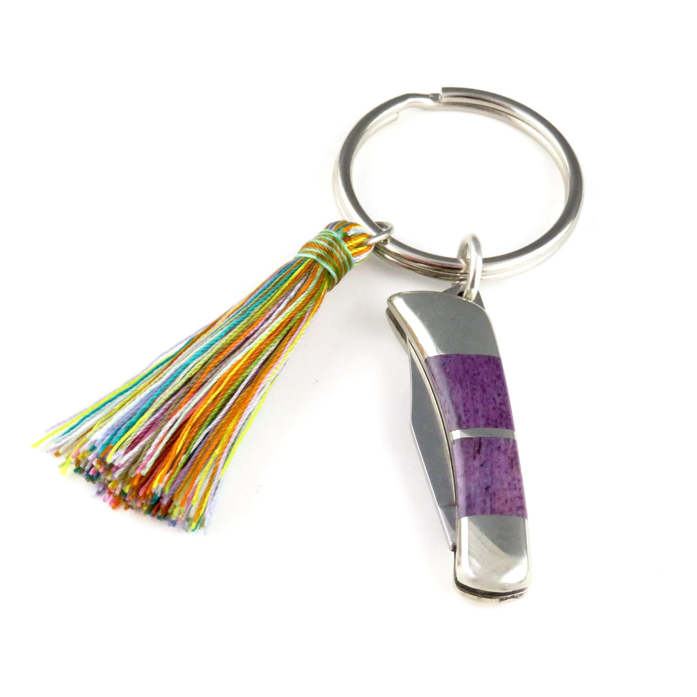 Purple Bone Knife Keyring
