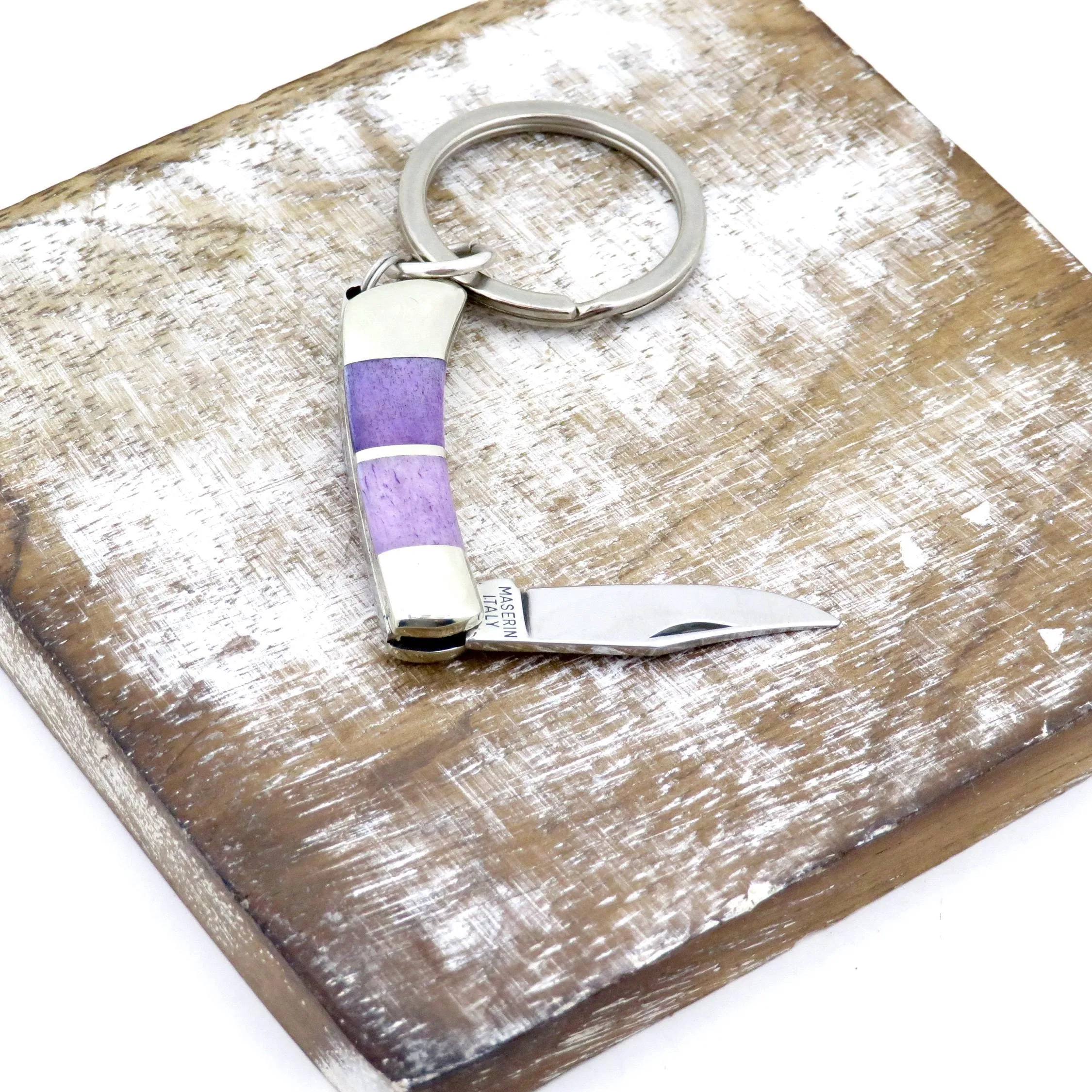 Purple Bone Knife Keyring