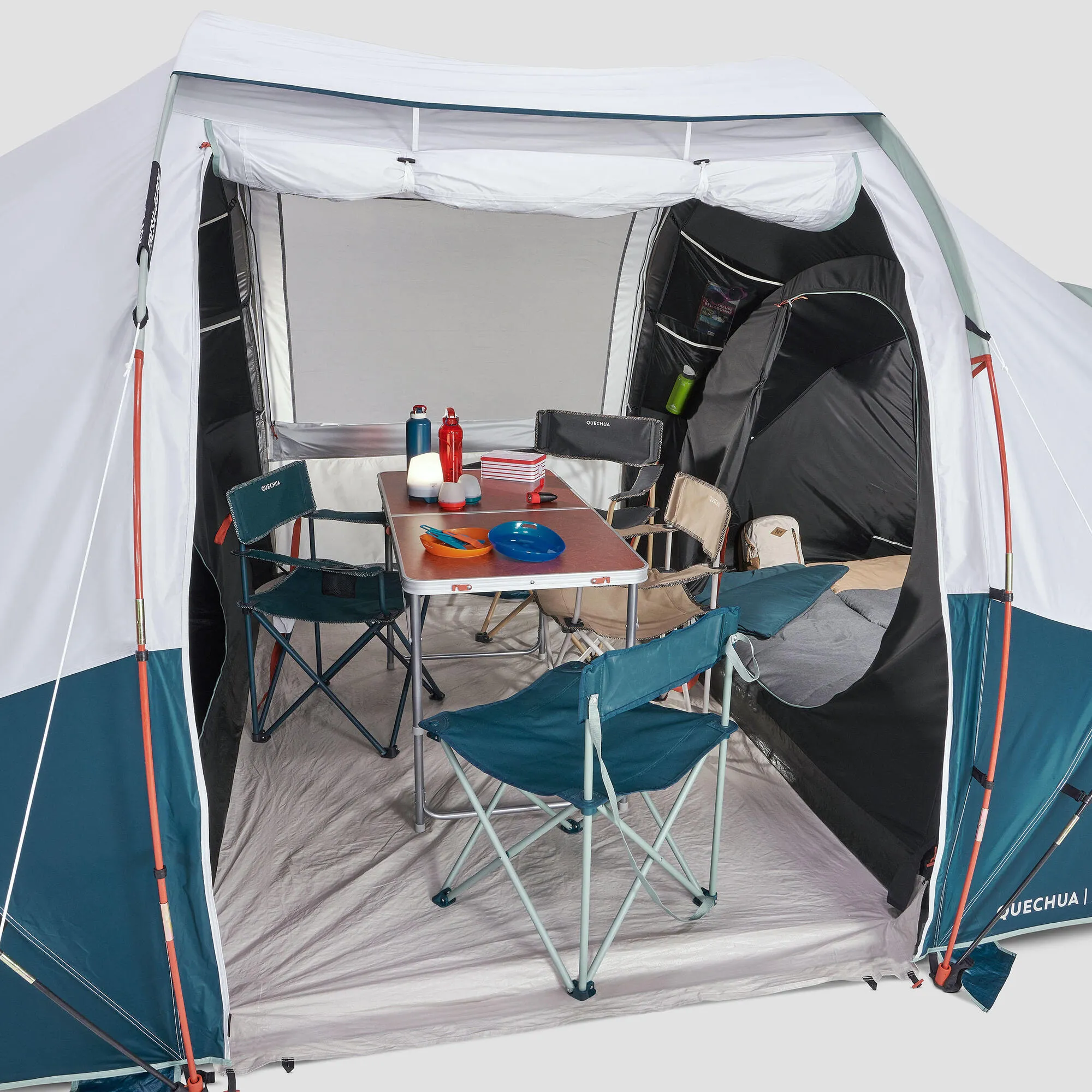 Quechua Arpenaz Fresh & Black Waterproof Family Camping Tent 4 Person 2 Room