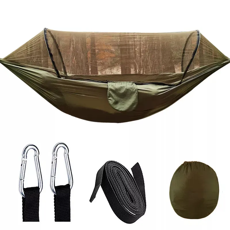 Quick-opening Mosquito Net Camping Hammock with Rocking Chair, Anti-rollover Design