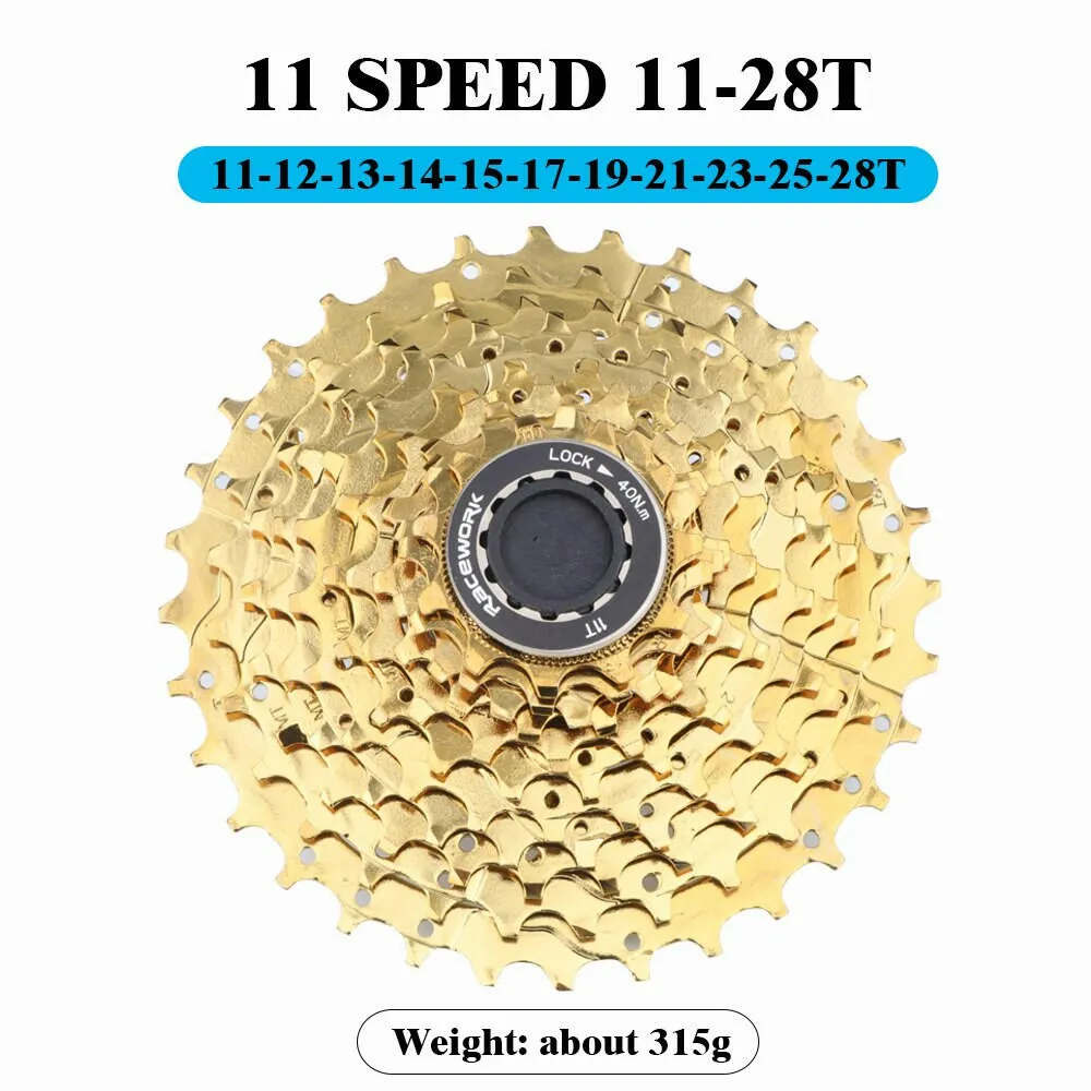 RACEWORK Road Bike 11 Speed Cassette 28/32/34T Bicycle 12S Freewheel Gold Silver Rainbow Flywheel For Shimano 105 R7000 R8000