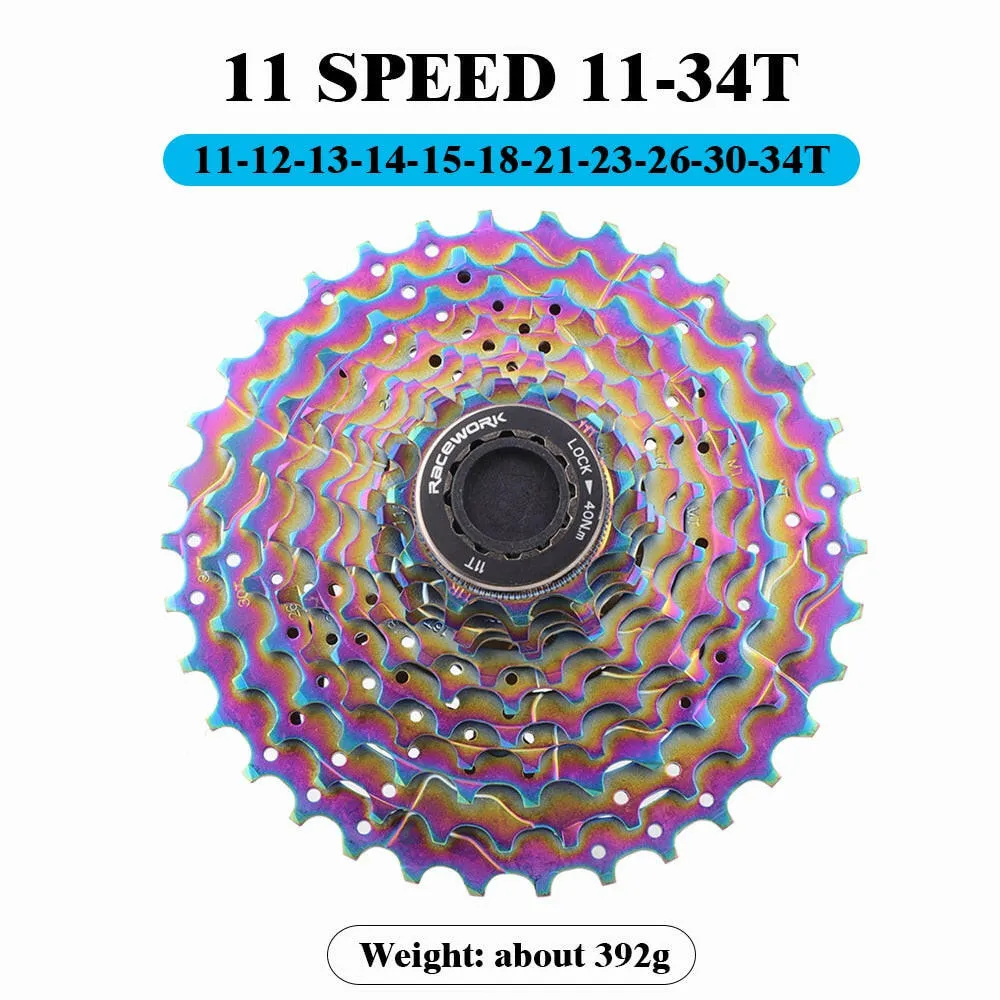 RACEWORK Road Bike 11 Speed Cassette 28/32/34T Bicycle 12S Freewheel Gold Silver Rainbow Flywheel For Shimano 105 R7000 R8000