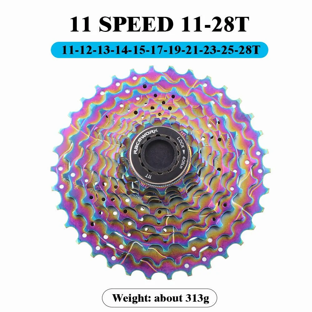 RACEWORK Road Bike 11 Speed Cassette 28/32/34T Bicycle 12S Freewheel Gold Silver Rainbow Flywheel For Shimano 105 R7000 R8000