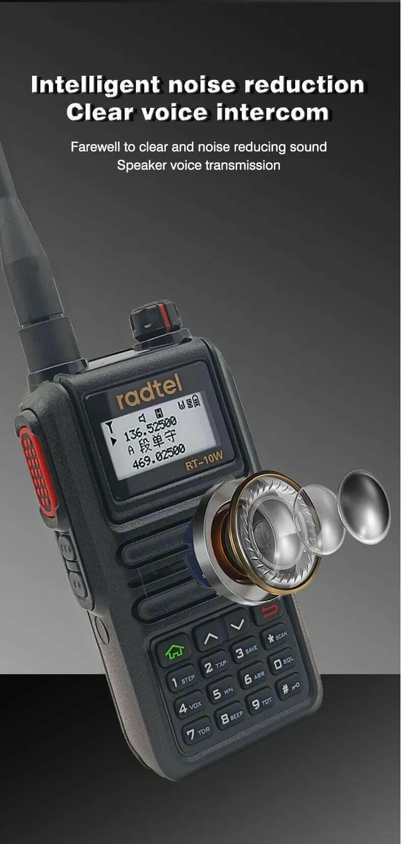 Radtel RT-10W Waterproof 10w Full Band 136-630Mhz Ham Amateur Two-Way Radio 199CH Walkie-Talkie AM Air Aviation Band Bluetooth