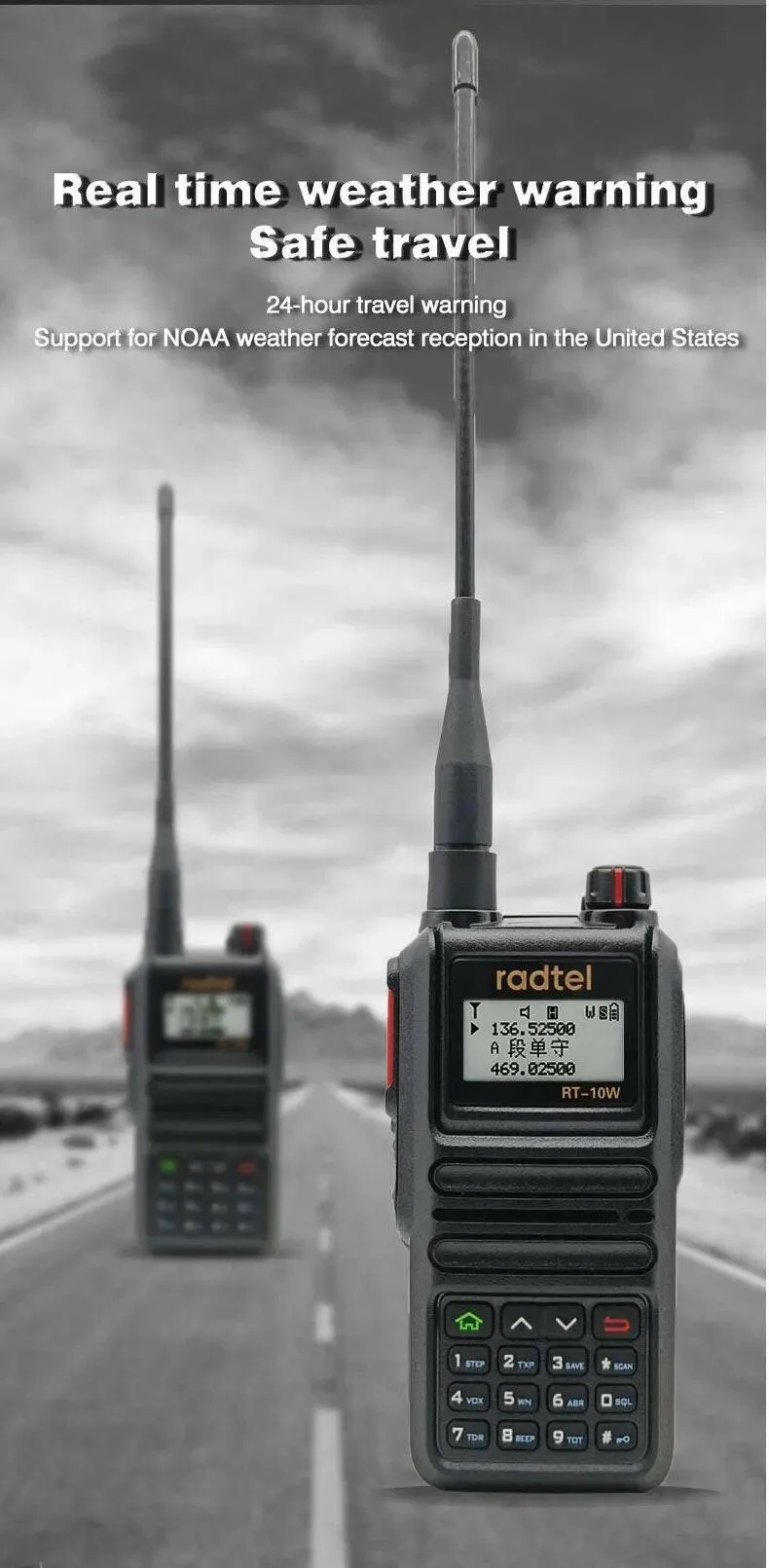 Radtel RT-10W Waterproof 10w Full Band 136-630Mhz Ham Amateur Two-Way Radio 199CH Walkie-Talkie AM Air Aviation Band Bluetooth