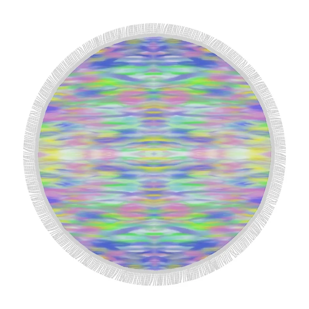 Rainbow Ocean Circular Beach Shawl / Blanket (FWS)