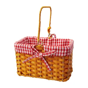 Red Riding Hood Basket Wicker With Gingham Fairy Tale Fancy Dress