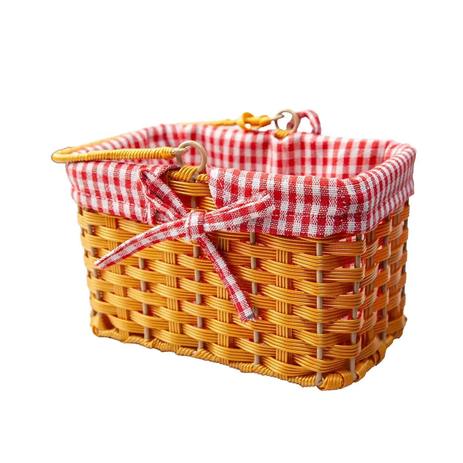 Red Riding Hood Basket Wicker With Gingham Fairy Tale Fancy Dress