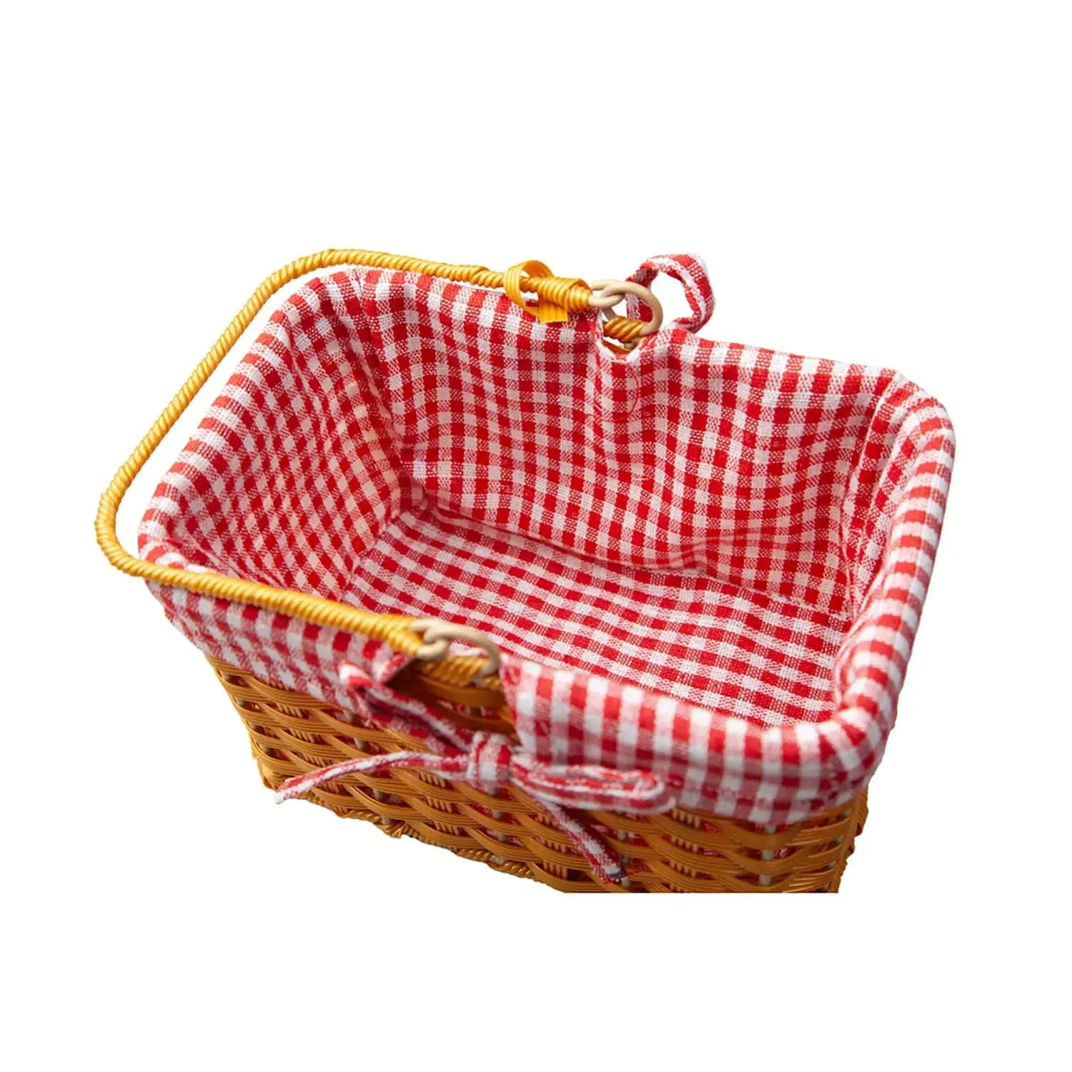 Red Riding Hood Basket Wicker With Gingham Fairy Tale Fancy Dress