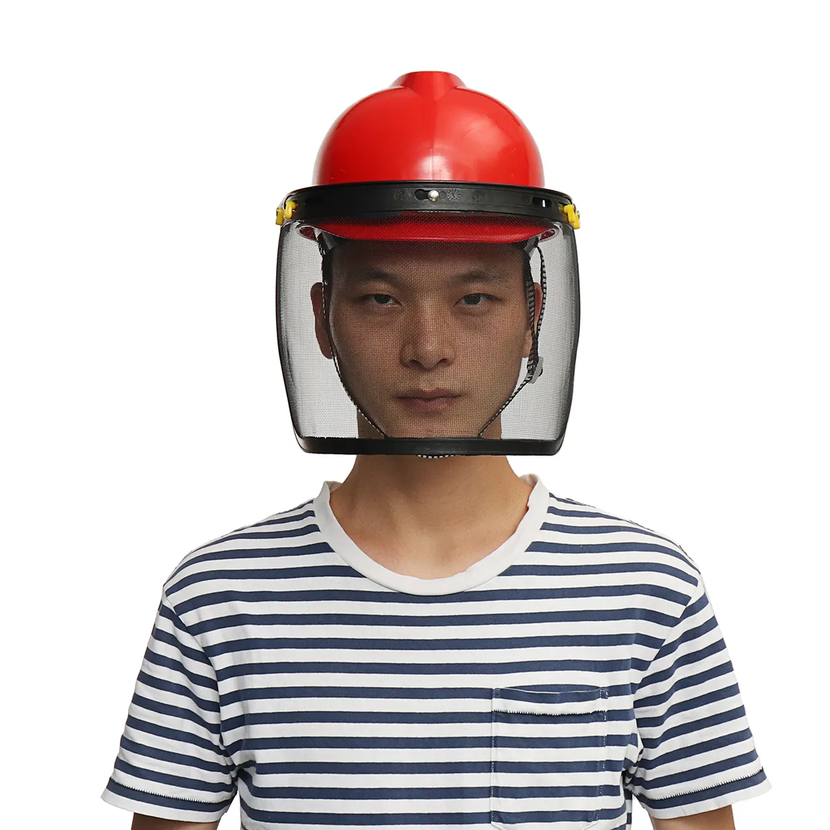 Red Safety Helmet Full Face Mask Chainsaw Brushcutte Mesh for Lawn Mower Trimmer Brush Cutter