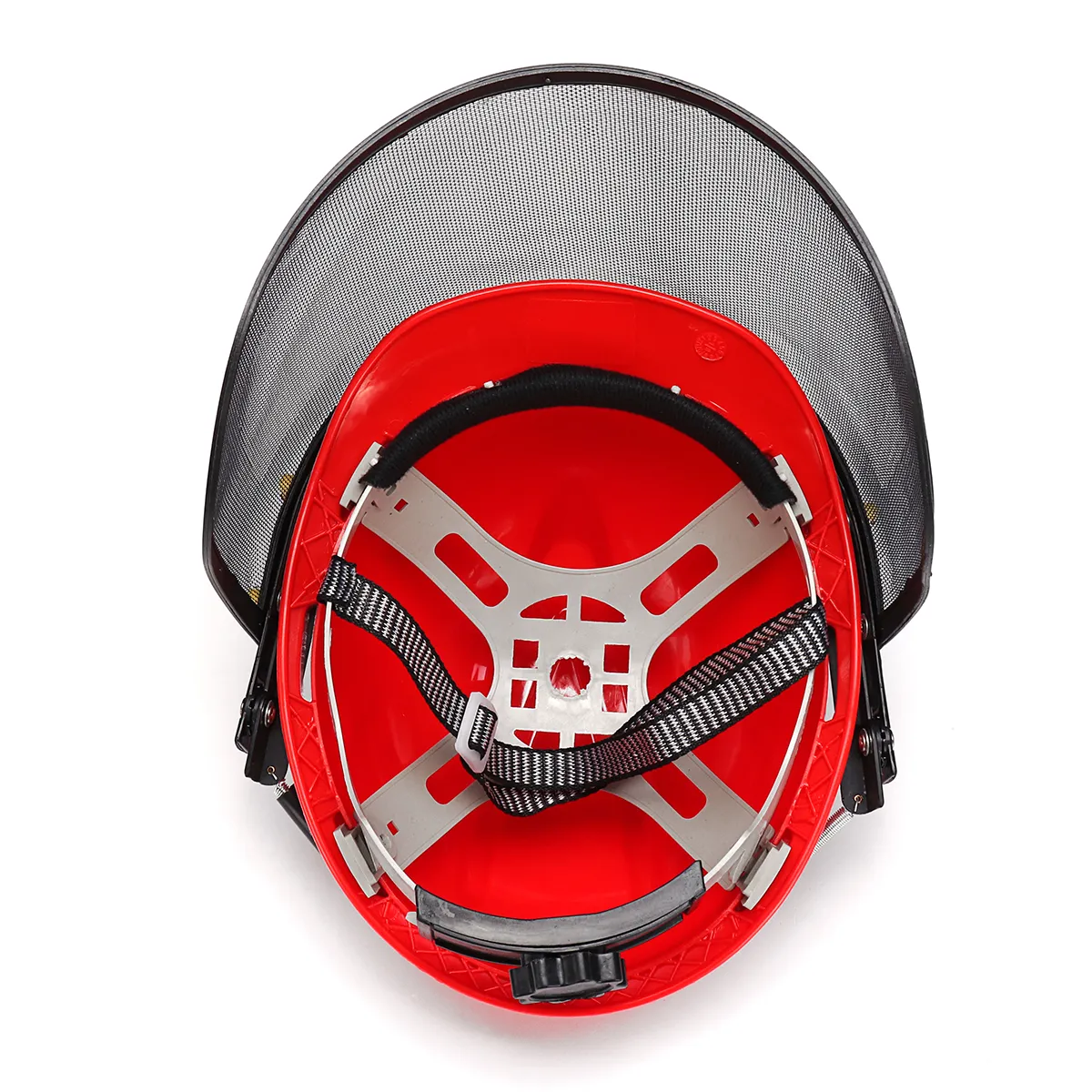 Red Safety Helmet Full Face Mask Chainsaw Brushcutte Mesh for Lawn Mower Trimmer Brush Cutter