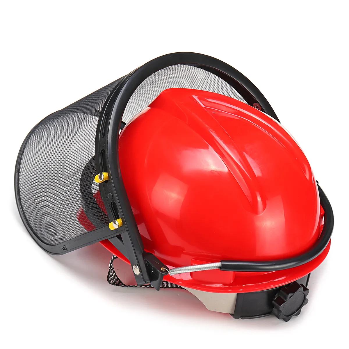 Red Safety Helmet Full Face Mask Chainsaw Brushcutte Mesh for Lawn Mower Trimmer Brush Cutter
