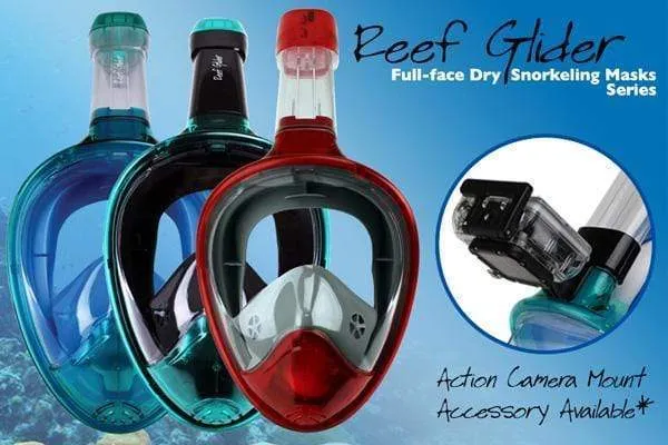 Reef Glider Full Face Snorkel Mask Set with Detachable Action Cam Mount