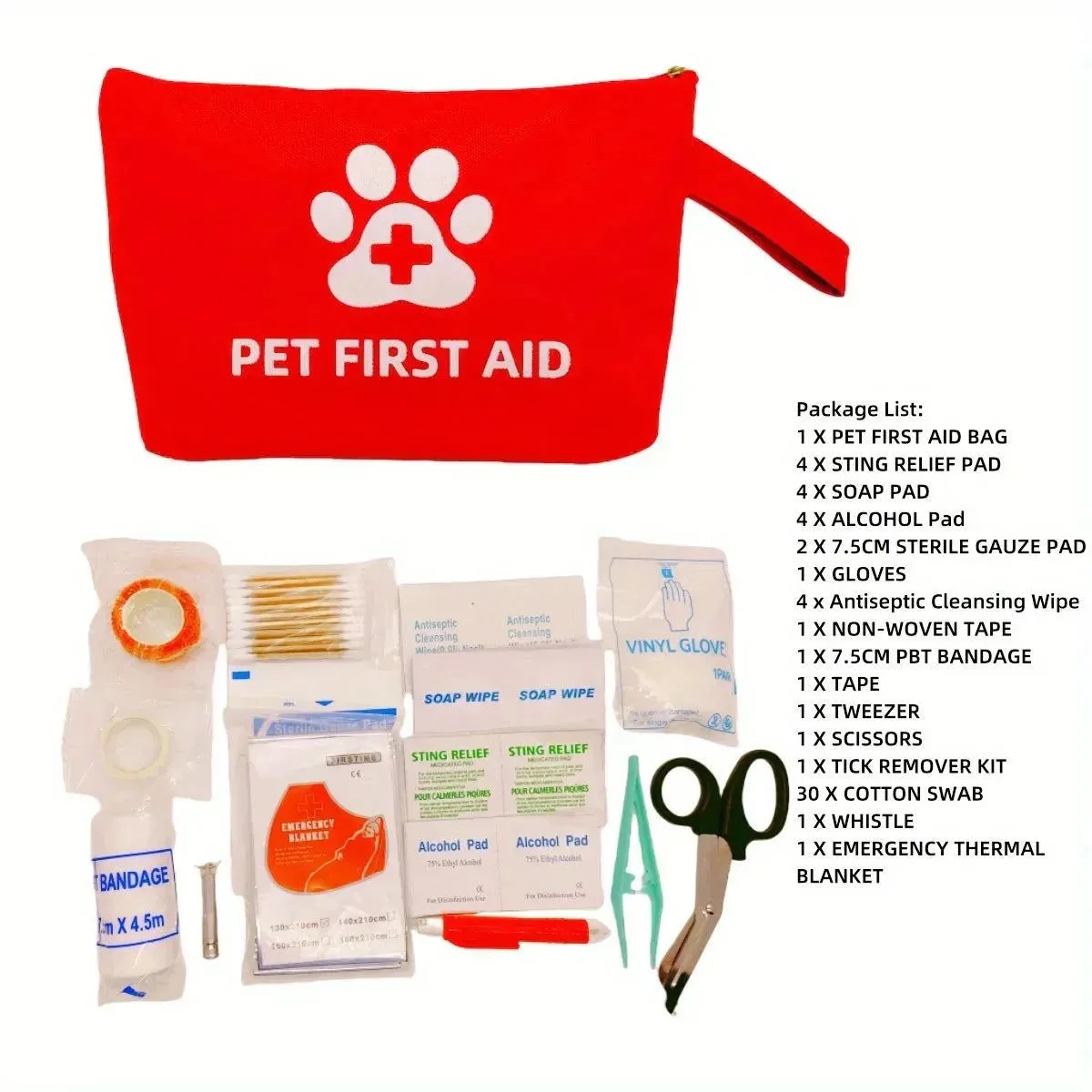 Reflective Pet Emergency Travel Kit - Waterproof First Aid for Dogs & Cats