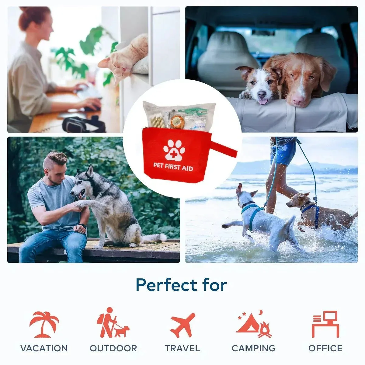 Reflective Pet Emergency Travel Kit - Waterproof First Aid for Dogs & Cats